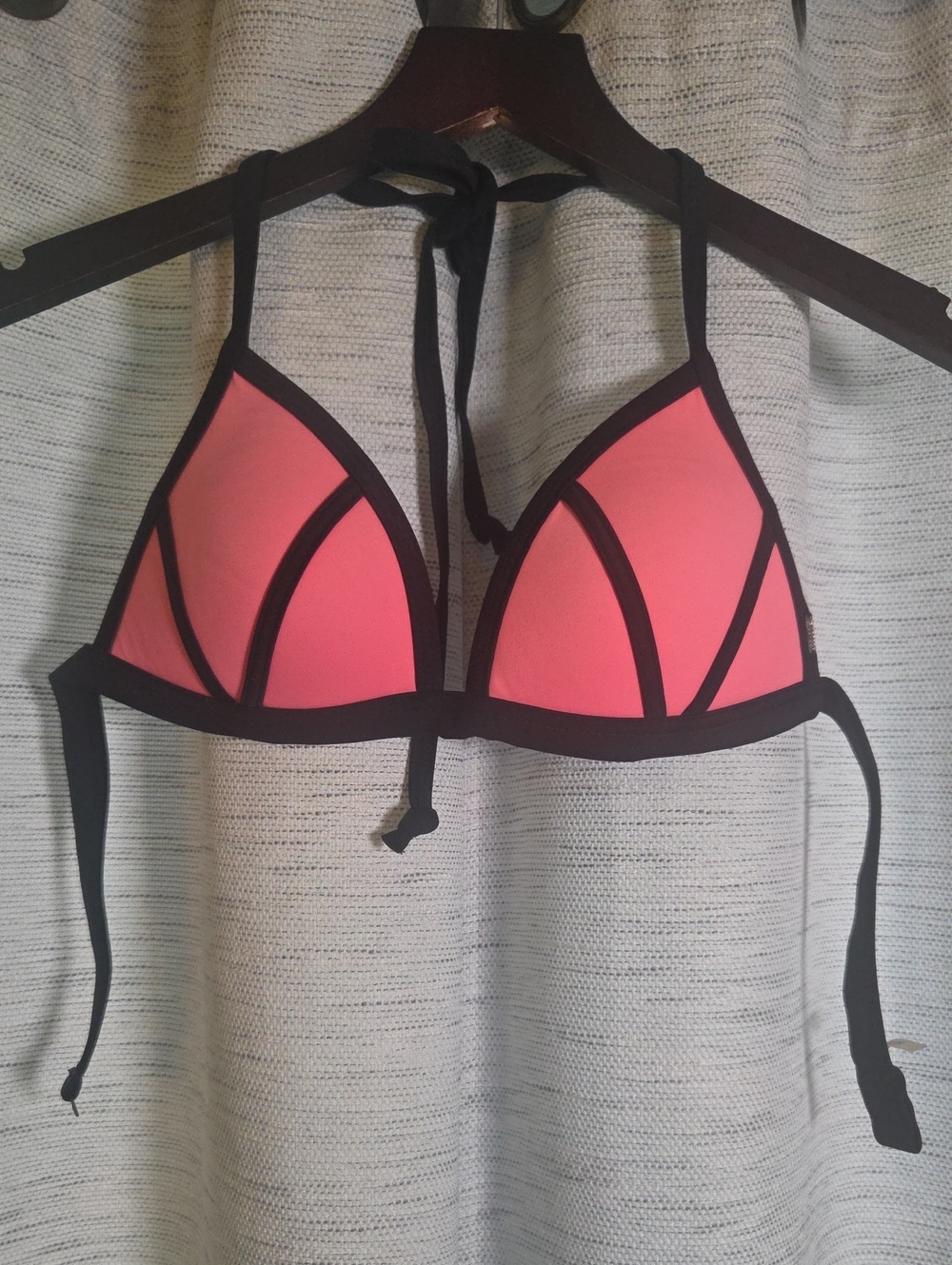 PINK Victoria's Secret Neon Pink and Black Triangle Bikini Top